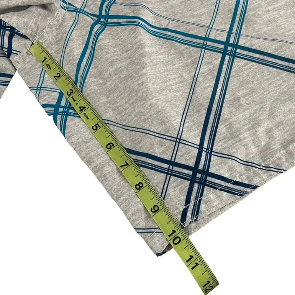 OP Ocean Pacific Swim Trunks Gray Teal Plaid Board Shorts Mens XL 40 42 Surf